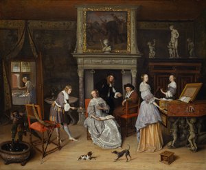 Interior de fantasia com Jan Steen e a família de Gerrit Schouten